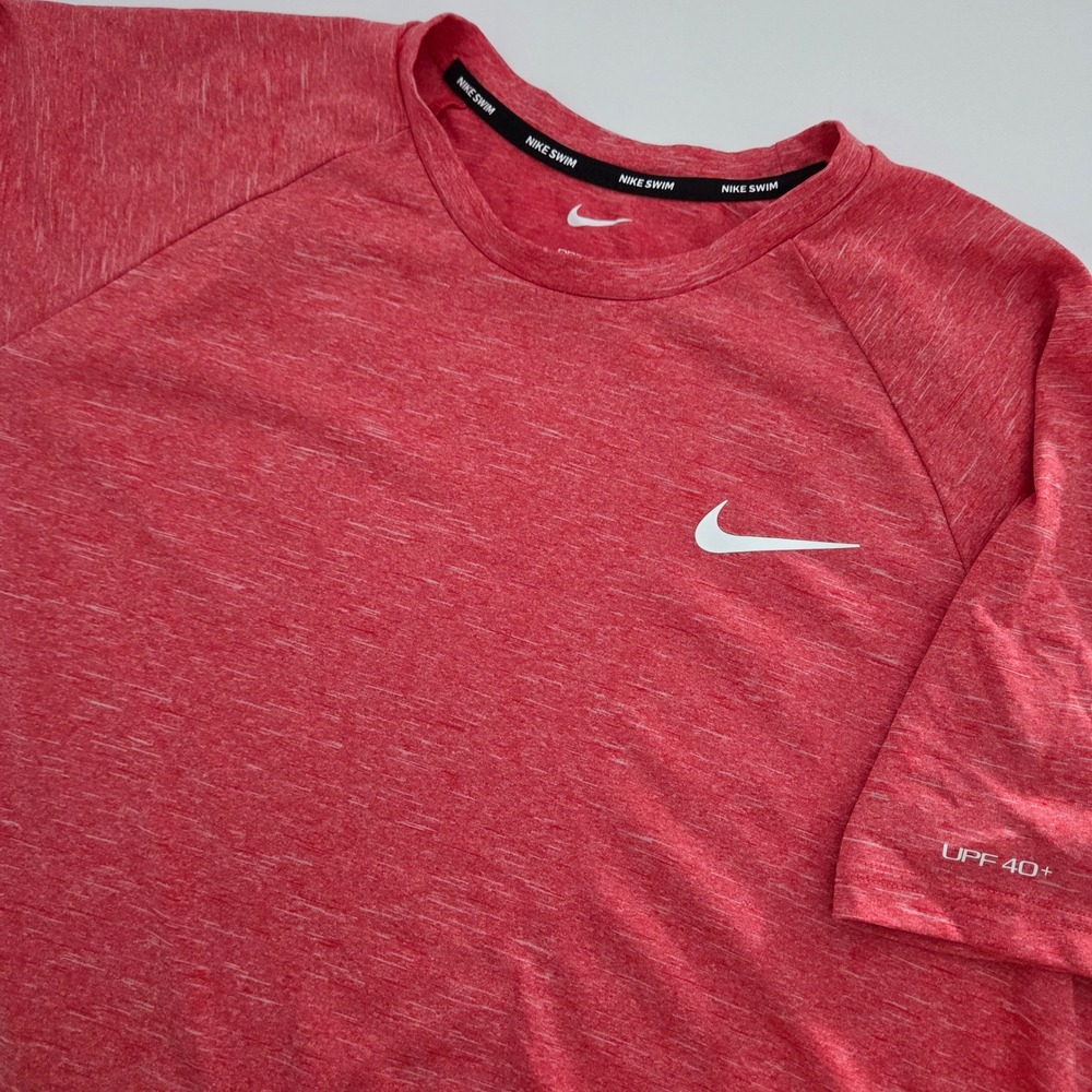 Nike Swim Shirt Red Dri-FIT UPF 40+ Rash Guard Mens XL